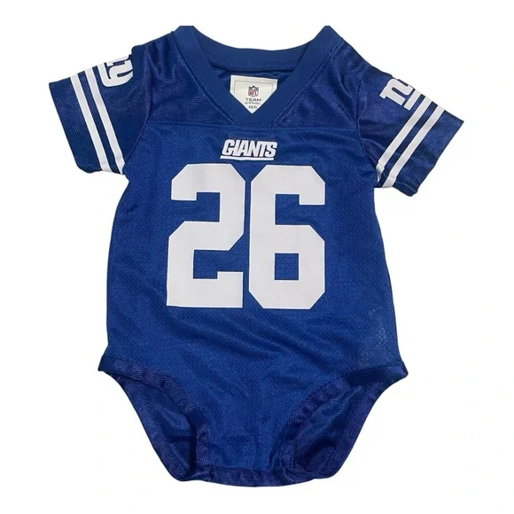 NFL Giants Team Apparel #26 Saquon Barkley Kids Blue Onesie - Picture 2 of 8